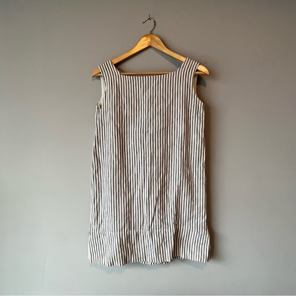 Vintage 90s Striped Heavy Cotton Ticking Shift Dress - Picture 3 of 11